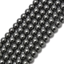 HAAMIIQII 45pcs 8mm Natural Black Hematite Beads Round Loose Gemstone Beads for Jewelry Making DIY Bracelet Necklace