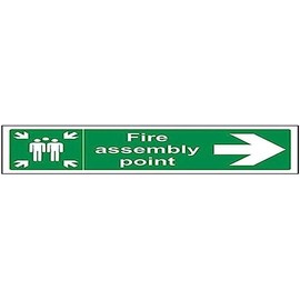 V Safety Fire Assembly Point - Fire Assembly Point Arrow Right - 300 X 100mm