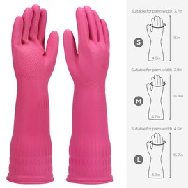 YSLON Rubber Dish Washing Gloves K¨¹che Cleaning Gloves, 3 Pairs, Waterproof, Reusable, (Pink, M)