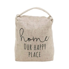 Home Our Happy Place Door Stop with Handle|Decorative Weighted Fabric Door Stopper for Bedroom, Living Room, Exterior Doors