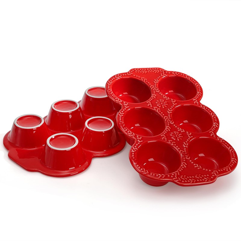 Hiceeden 2 Pack 6-Cup Ceramic Muffin Pan, Nonstick Cupcake Baking