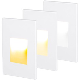 LEONLITE 3CCT 120V LED Step Lights, Dimmable 3.5W Indoor Outdoor Stair Light, 3000K/4000K/5000K Selectable, CRI90, ETL Listed, Vertical, IP65 Waterproof, Aluminum, White, Pack of 3