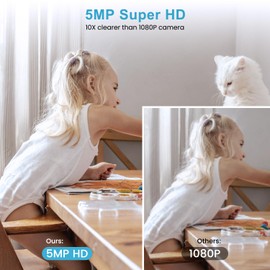 ANMEATE 3K 5MP Security Camera, Pet/Dog/Baby Camera with Phone app,Color Night Vision, Human/Pet Auto Tracking, 2-Way Audio, Night Vision, Cloud & SD Card Storage