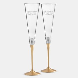 THINGS REMEMBERED Engraved Vera Wang With Love Flute Pair (Gold), Free Customization