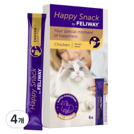 Feliway cat happy snack nutritional supplement 6p, 4 pieces, 90g, stress relief, stability and concentration management / 펠리웨이 고양이 해피스낵 영양제 6p, 4개, 90g, 스트레스완화안정집중력관리
