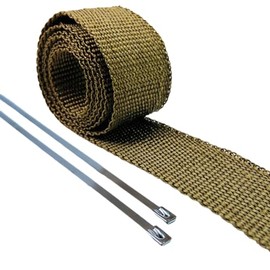 High-Temperature 2 in wide x 5 ft long Lava Exhaust Wrap with 2 Stainless Steel Zip Ties - Heat Shield Kit for Performance and Durability, Ideal for Automotive and Motorcycle Exhaust Systems