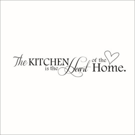 DOITOOL Wall Stickers Novelty The Kitchen Is The Heart Of The Home English Quote DIY Removable Vinyl Wall Decal Sticker Kitchen Decoration