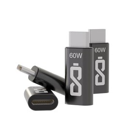 Aisle 3 Essentials - Paquete de 4 adaptadores Lightning a USB-C, Hembra a Macho, 2 x 10 W y 2 x 60 W de Carga rápida, Conector de Cargador Tipo C para