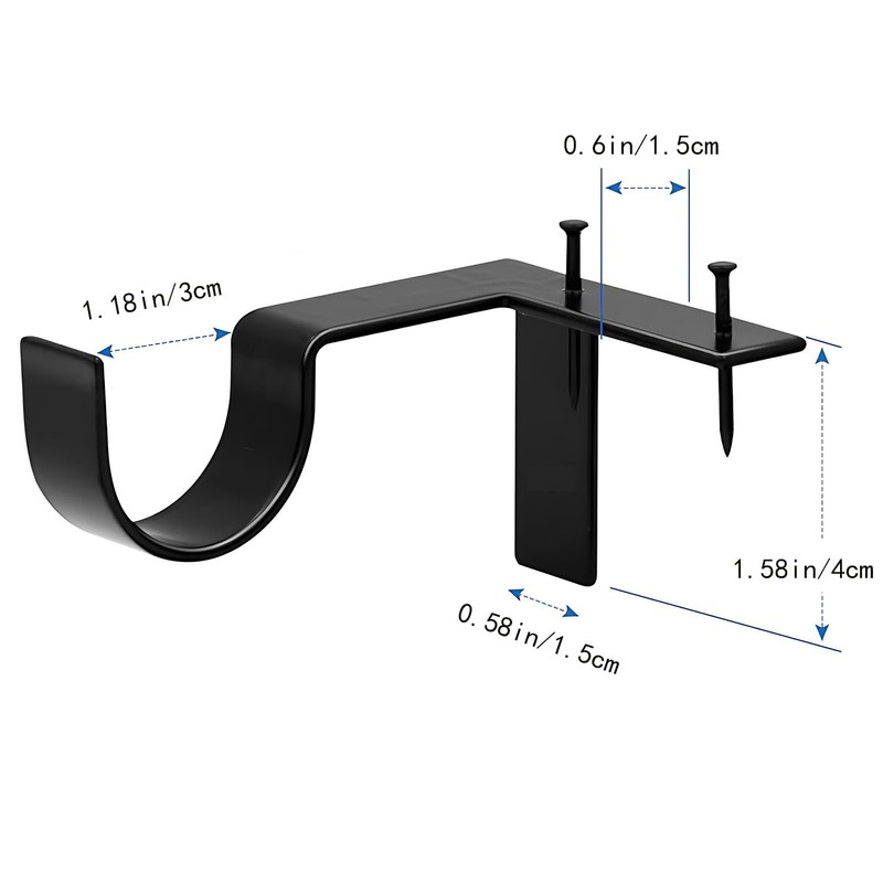 Easy No Drill Curtain Rod Holder, Curtain Rod Holders Single