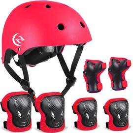 Kids Bike Helmet Skateboard Knee Pads - Kids Helmet Elbow Pads Wrist Guards Adjustable for 5~15yrs Girl Boy Kids Protective Gear Set for Sport Cycling Bike Roller Skating Scooter