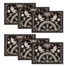 Artoid Mode Viking Tree of Life Raven Helmet of Awe Place Mats Set of 6 30 x 45 cm Holiday Place Mats Washable Place Mats Kitchen Party Decoration