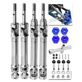 4PCS Stainless Steel Drive Shaft CVD Upgrades Part for 1/10 Stampede VXL 4X4,Rustler VXL 4X4,Slash VXL 4X4 Platinum Ultimate,Hoss VXL 4X4 4WD,ARRCat Front Rear #45 Drive Shaft with Hex,Blue
