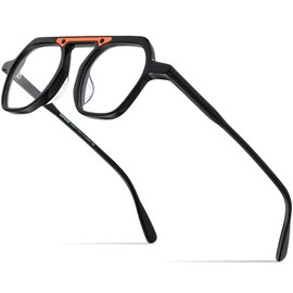 HEPIDEM - anteojos de acetato para hombre, estilo clásico, retro, cuadradas, para miopía, marco óptico, 9174 Black, 45-21-145