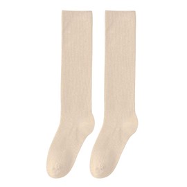 Miage Compression Socks for Beautiful Legs, 100% Cotton, 9.1 - 10.2 inches (23 - 26 cm), Women's, Set of 2, Black, Dark Brown, Beige, beige
