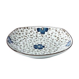 西田(Nishida) 8号正角皿(花集い&青い椿)/おうち料亭/業務用食器/中皿/大皿/丸皿/長皿/角皿/和食器/ 120123