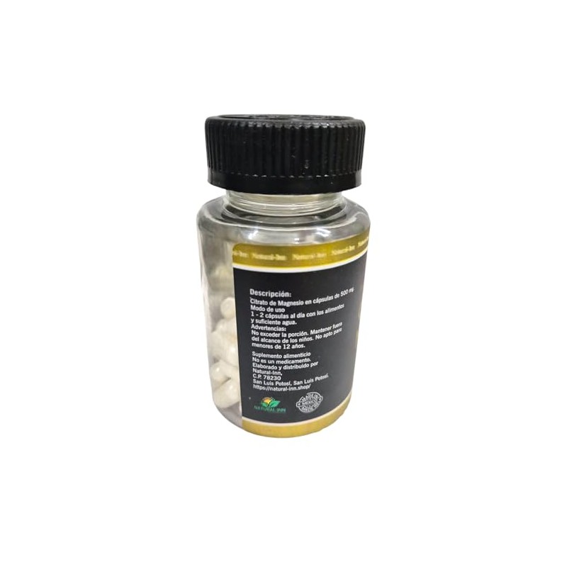 Citrato de Magnesio Premium, 100 Natural, Suplemento Alimenticio, 60 Cápsulas