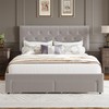 GarveeHome Upholstered Queen Bed Frame with 2 Storage Drawers, Velvet