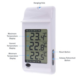 Digital Max Min Thermometer - Monitor Maximum and Minimum Temperatures for Garden, Greenhouse or Home Use - Indoor Outdoor Easily Wall Mounted Accessories