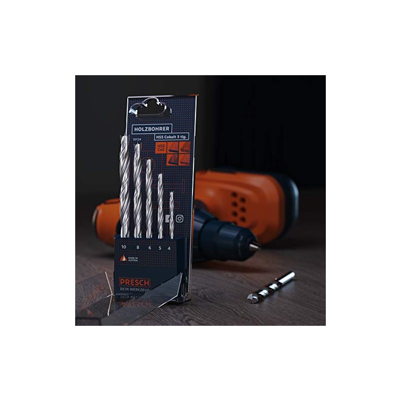Presch Wood Drill Bit Set HSS Cobalt 5 Pieces -