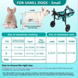 Updated Dog Wheelchair for Back Legs, Small Dog Wheelchair Carts with Wheels, Light Weight Wheelchair for Leg Support Helps Senior, Injured, Paralyzed (S)