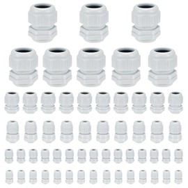 LHOEST 58 Piece Cable Gland Set M12 M16 M20 M25 M32, IP68 Cable Grommet Waterproof Adjustable, Strain Relief for Cable, PG Screw Connection Nylon Plastic Cable Grommets