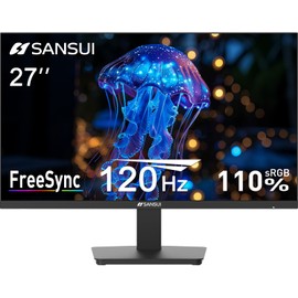SANSUI 27 Inch Computer Monitor 120Hz, FHD 1080P Monitor, HDMI DP Ports FreeSync, HDR 110% sRGB, Tilt Adjustable Frameless VESA Compatible for Office and Home (ES-27F2, HDMI Cable Included)