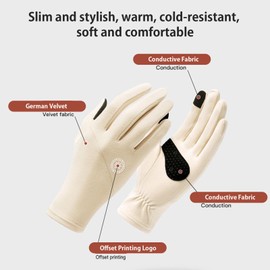 ZVCXOE Women's gloves Cold protection Windproof Warm Winter Smartphone compatible Brushed lining Women's gloves Cute Non-slip Commuting School Travel Cycling One size fits all Black