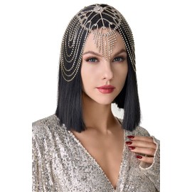 BABEYOND Vintage Style Roaring 20s Crystal Rhinestone Flapper Cap Headpiece Head Jewelry Chains