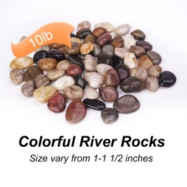Pulovin 10 lbs Decorative Rocks for Planters and Outdoor Landscaping, 1"- 1 1/2", Pebbles for Indoor Plants, Vases, Terrarium, Polished Stones for Garden Decor