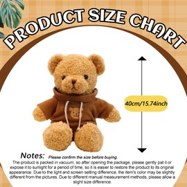 AUCOOMA 15.7" Teddy Bear Stuffed Animal,Soft Brown Teddy Bear Plush Toy with Brown Hoodie