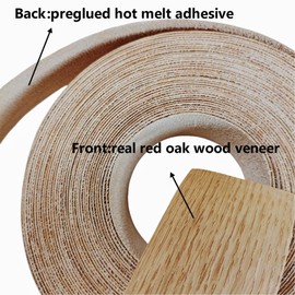 ebpsneer Real Red Oak 1-1/2 inch ×26ft Wood Veneer Edge Banding Roll,Pre-glued Iron On Wood Veneer Edging-Backed with Hot Melt Adhesive-Flexible Wood Veneer Edgebanding for Furniture Restoration