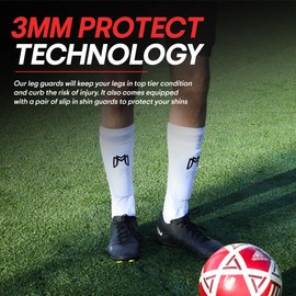 MediCaptain Soccer Shin Guard Sleeves with Padded Protection, Leg Guard for Adult and Teen Soccer Players, Compression Leg Sleeve for Soccer, Comes with Shin Guard, Shin Defender (White, Adult Small)
