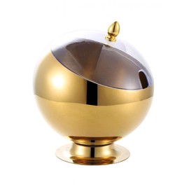 Mozacona Gold Stainless Steel Spherical Sugar Bowl Seasoning Jar Mints Holder Bowl with Roll Top