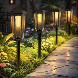 Solar Pathway Lights Outdoor, Upgraded Solar Bright LED Path Lights, Waterproof Garden Landscape Lighting with 2 Lighting Modes & Auto On/Off, for Yard, Landscape, Patio, Lawn, Path, Walkway, Driveway
