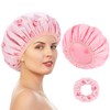 Double-Sided Shower Cap for Women, 2 in 1 Reusable Waterproof