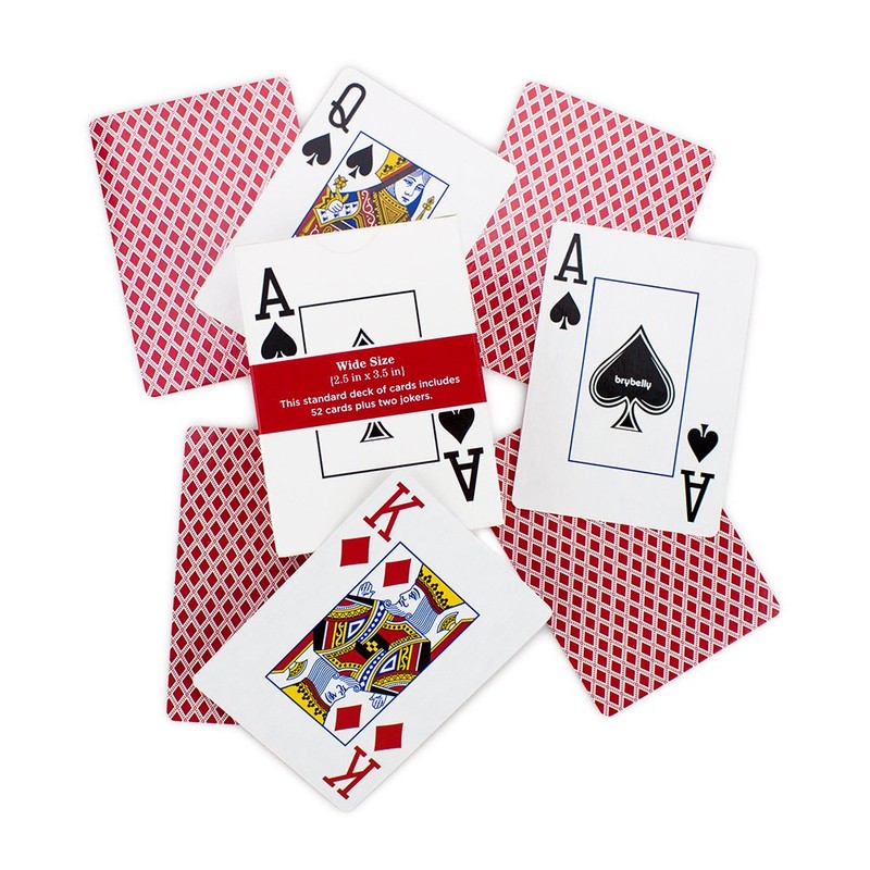 Brybelly Single Red Deck, Wide Size, Jumbo-Index, Plastic-Coated Playing Cards
