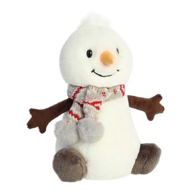 Aurora® Festive Holiday Wren Snowman™ with Scarf Stuffed Animal - Seasonal Cheer - Heartwarming Gifts - White 10 Inches