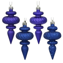 Vickerman 4 Finish Finial Ornaments, 4-Inch, Cobalt Blue, 8-Pack