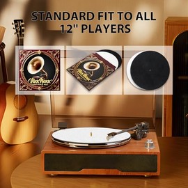 VixxNoxx 2pcs 12 Inch Vinyl Record Player Felt Mats – Anti-Static Turntable Slipmat, Shock Absorbing and Protective Pad for LP Phonograph Turntables, Improves Audio Performance