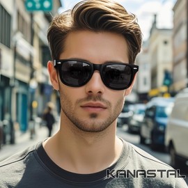 KANASTAL Sunglasses for Men Women Polarized Black Sunglasses Square Sun Glasses Mens Shades UV Protection for Fishing Travel Outdoor Running 3 Packs