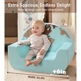 Kids Chair Comfy, Snuggly-Soft Toddler Armchair, Cuddly Kids Foam Chair for Boys and Girls, Portable Toddlers Reading Chairs, Toddler Chairs Comfy 1-3 Years Old, Colorful US Map Design, Blue