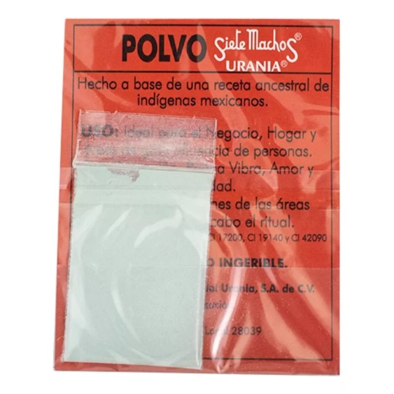 3pzas Polvo 7 Machos Urania 2.5grs Protección, Buena Suerte