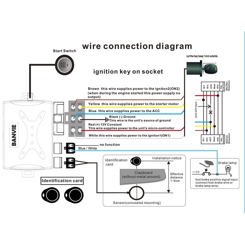 BANVIE Car RFID Alarm System Push to Engine Start Stop
