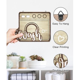 Laundry Room Wall Decor Set, Farmhouse Style Wash Dry Fold Put Away Signs, Laundry Room Hanging Decor, Decorative Wall Art for Laundromats Home Utility Space