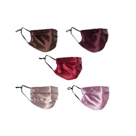 Habac Studio Pack of 5 Satin Silk Face Masks, Face Masks Washable UK, Reusable Face Mask, Mens Face Mask, Silk Mask, Masks for Women, Silk Face Covering, Nose Wire, Adjustable, UK Seller (Reds)