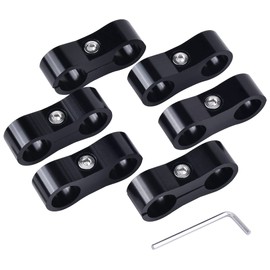 Evil Energy 10AN Hose Separator Clamp, AN10 Fuel Line Mounting Clamp Aluminum Black 6PCS