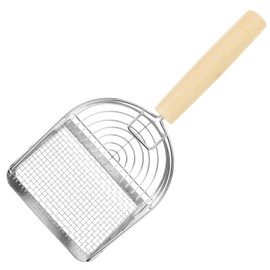 GRIRIW Cat Litter Scoop Wooden Handle Sand Sifter for Easy Cleaning Fine Mesh Litter Cleaning Tool for Cats and Kittens and Lightweight Design