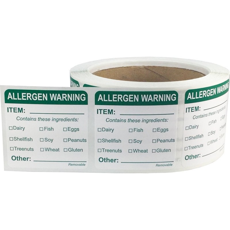 General Food Allergen Allergy Warning Removable Stickers, 51 mm 2
