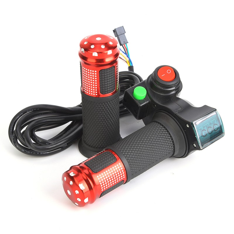 1 Pair Universal LED Voltage Display Twist Throttle for 12‑99V