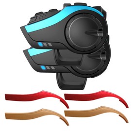 QSPORTPEAK Motorcycle Helmet Bluetooth Intercom Headset Communication Systems Kit, HY-2 Full Duplex 6 Riders Group Helmet Intercom/FM Radio/Voice Prompt/MP3/GPS/Range 2000m/IP65 Waterproof